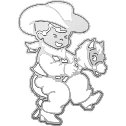 Cowboy Boy Doll Horse Metal Cutting Dies Scrapbooking Stencil DIY Paper Card Decorative Embossing Craft Dies New
