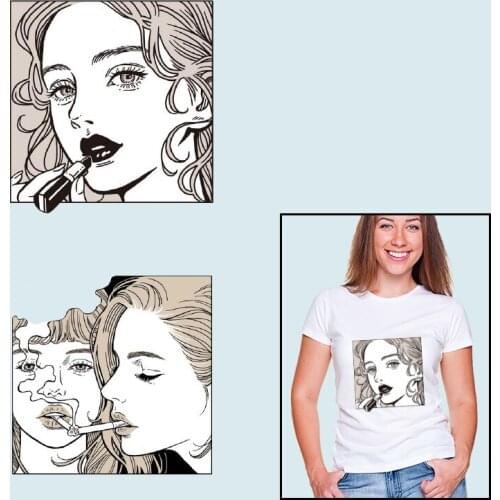 The sketch Beauty Washable Lips Patches for Clothing DIY T-shirt Heat-sensitive patches Thermal transfer printing