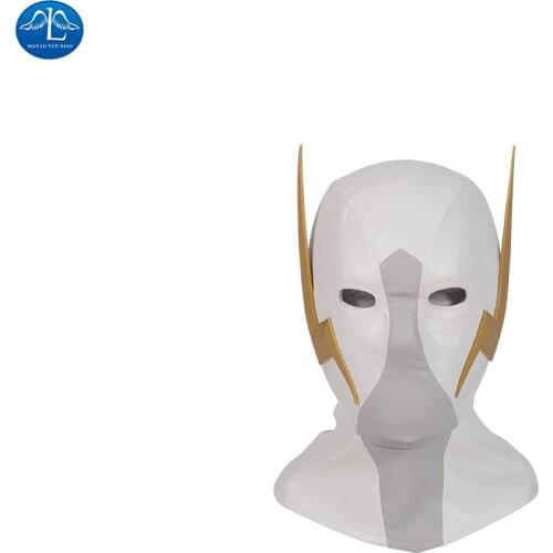 Manluyunxiao Flash Season 5 Cosplay Godspeed Cosplay Helmet White Leather EVA Mask One Size Free Halloween Costumes Carnival