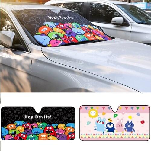 Cartoon Window Foils Heated Windshield Sunshade 130x70cm Car Front Window Visor Car Solar Protector Car-covers Accessories