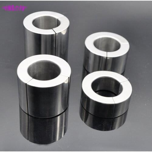 Male Magnetic Lock Metal Scrotum Pendant Ball Stretcher Testis Weight Cock Ring Penis Restraint Stainless Steel Sex Toys for Men