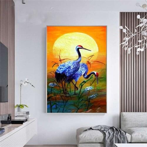 New DIY diamond painting set red-crowned crane cross stitch diamond embroidery rhinestone mosaic home decoration childrens gift