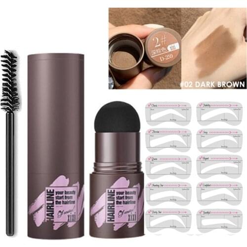 One Step Brow Stamp Shaping Kit 10 Kind Eyebrow Stencil Shaping Makeup Kit Air Crushion Eyebrow Stamp Perfect Eyebrow in Seconds