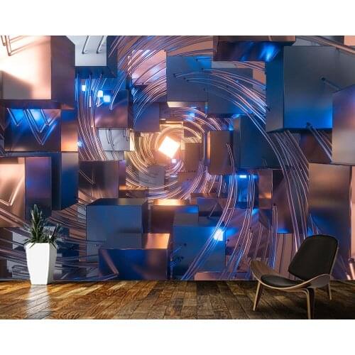 Papel de parede Cube vortex magic background geometric 3d space wallpaper mural,living room bedroom wall papers home decor mural