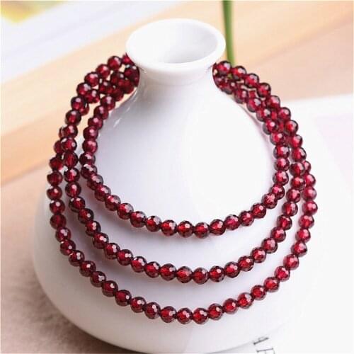 Grade AA Natural Garnet Multiple Layered Beaded Bracelet 3mm 3.5mm 4.5mm Faceted Beads Bangle Prayer Bracelet BR022