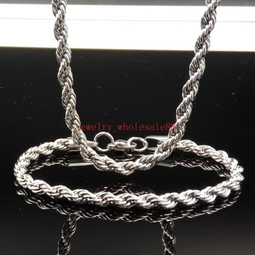 New List stainless steel Singapore twisted chain Necklace + Bracelet Set 5mm 30''+8.3'' jewelry set