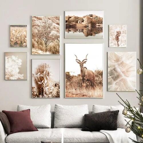 Dandelion Antelope River Flower Chalet Wall Art Canvas Painting Nordic Posters And Prints Wall Pictures For Living Room Decor