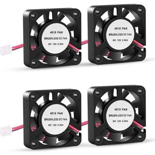 4pcs/lot 3D Printer Cooling Fan 40mmx40mmx10mm Oil Bearing Blower Fan DC 12V Brushless Cooling Fan for ender 3 CR10 3D Printer