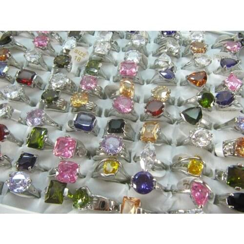 Wholesale 20 Pcs/lot Mix Random Style Zircon Alloy Rings Women Party Wedding Ring