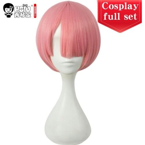 HSIU NEW High quality Pure color RAM cosplay wig Re:Zero Starting Life in Another World Costume play Halloween costumes