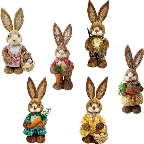 Easter Spring Artificial Straw Bristle Bunny Rabbit Garden Party Ornaments Decoration