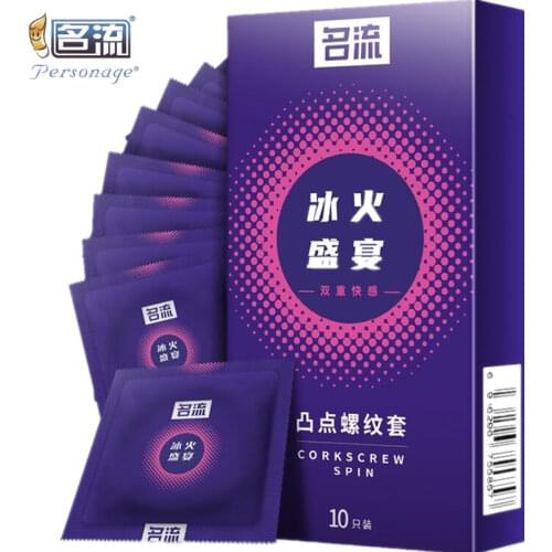 PERSONAGE Screw Thread Particles Stimulation Orgasm Bump Condoms For Adult Couples Sex Products Safer Sex Contraception