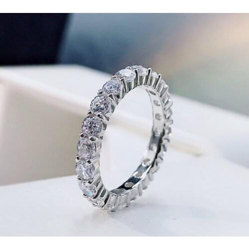 Luxury 100% 925 Sterling Silver Created Moissanite Gemstone Wedding Band Romantic Couple Ring Fine Jewelry Best Gifts Wholesale