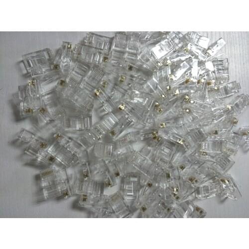 50 PCS Gold Plated RJ45 Net Network Cables Modular Plug Cat5 CAT5e Connector 8P8C utp Unshielded Modular Rj45 Plug Terminals