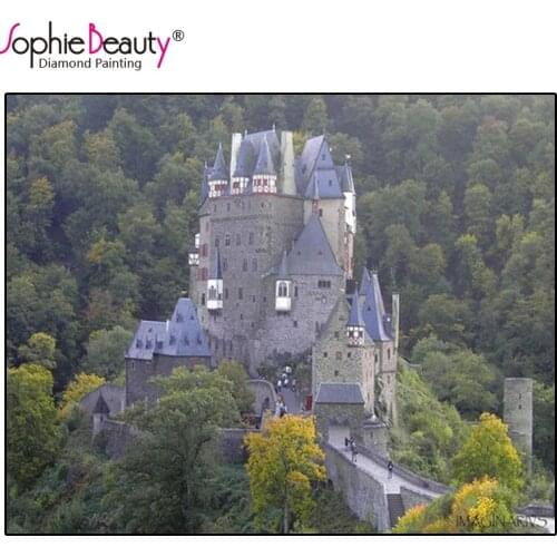 Sophie Beauty Diy Diamond Painting Cross Stitch Forest Castle Fortress Full Diamond Embroidery Rhinestones Mosaic Decor Crafts