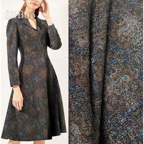 American style retro flower metallic jacquard tweed woolen fabric for coat dress tissu tecidos telas stoffen SP5680 Free ship