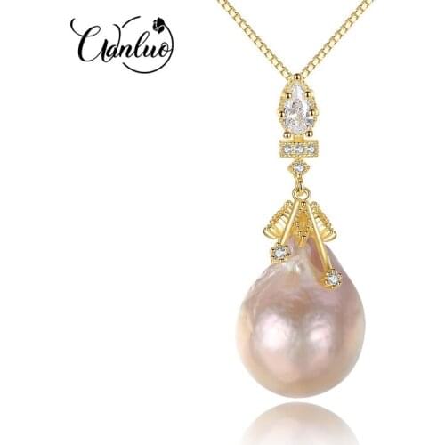 WANLUO Baroque Style Big Multicolor Natural Freshwater Pearl Pendant 925 Sterling Silver Pendant Necklace for Women Necklaces