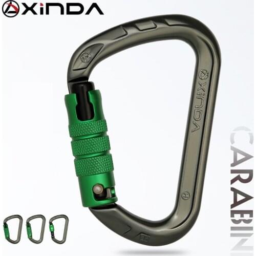 Xinda outdoor D-shape rock climbing carabiner aluminum mountaineering Screw Auto safety buckle climbing carabiner