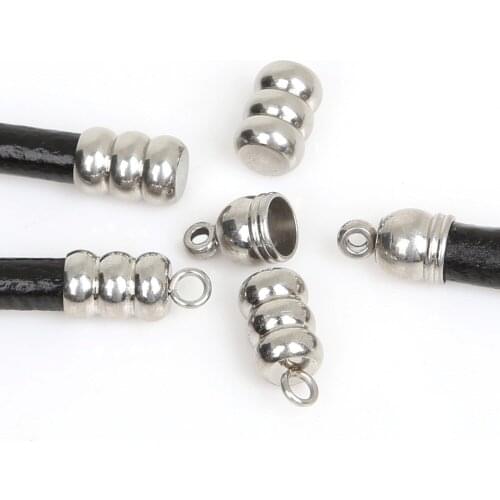 Select Size 6.5x14mm 7x10mm 7x10.5mm 10Pcs/lot Hole Size 5mm Stainless Steel Cord End Cap For DIY Jewelry Making