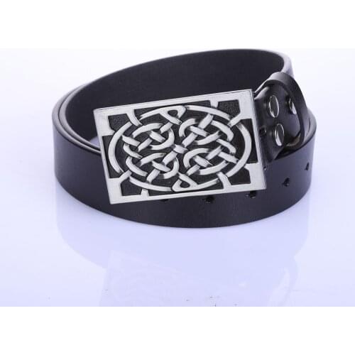 Western cowboy with vintage pattern mens leather belt novelty belt buckle for women