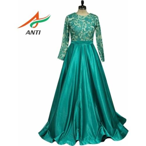 ANTI Women Plus Size Grass green Evening Dress Elegant O-Neck Lace Full Formal Gowns Celebrity Dress A-Line Wedding Party Abide