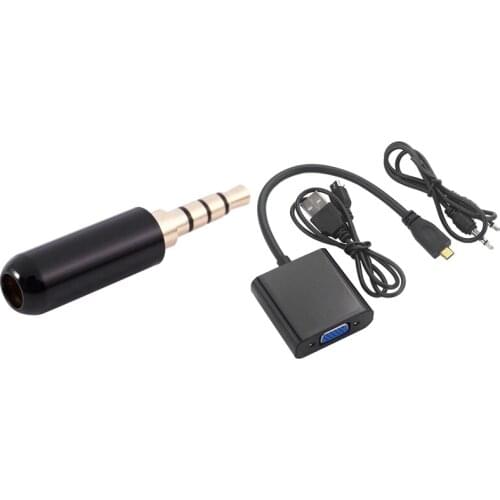 1 Pcs 3.5Mm 4 Pole Male Plug & 1 Set Micro-HDMI To VGA Adapter Cable