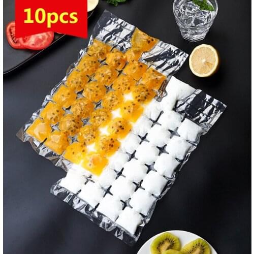 10 pcs 24 Grids Disposable Ice Lattic Bags Self-Sealing Plastic Ice Tray Mold Juice Storage Box Drinking Tools