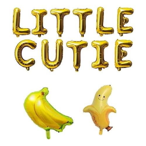 13Pcs Little Cutie Balloons, Banana and Letters Aluminum Foil Balloons Kit, Hey Cutie Fresh Banana Fruit Themed Party Decoration