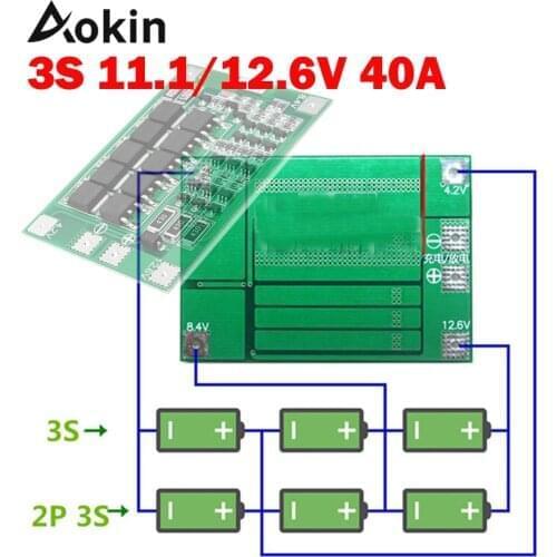 3S 40A BMS 11.1V 12.6V 18650 lithium battery protection Board with Enhance/balanced Version for drill 40A current diy kit