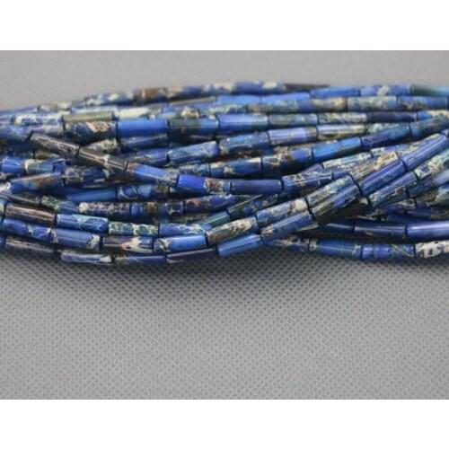 4x14mm Cingesto Natural Blue Jasperes GemsStone Beads for Jewelry Making, 2Strands Women Fashion Necklace DIY Making Accessories