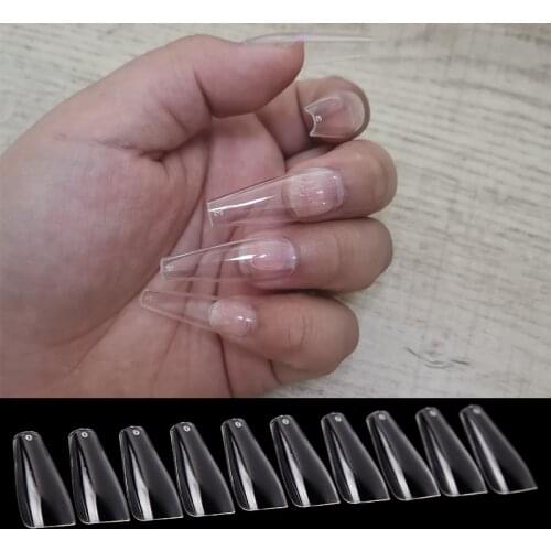 500pcs Ballet-full Cover Nail False Acrylic Coffin nail tips Seamless Ballerina Manicure 10size *50pcs/size TD46*1bag