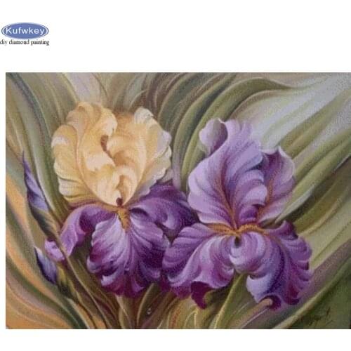 DIY Diamond Embroidery Iris Flowers Pattern 5D Square Rhinestone Sets Diamond Painting Cross Stitch Wall Decor Needlework