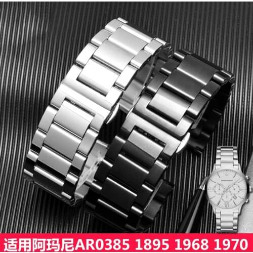 Quick detachable steel band instead of Armani strap steel chain general solid fine steel strap 20 22mm for men and women