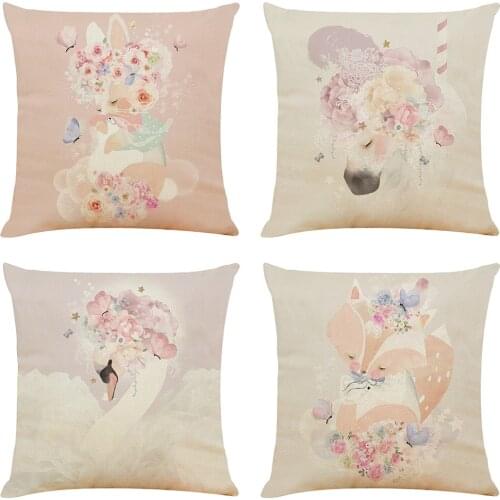 Animals Print Cushion Cover Decorative Pillows Fashion Seat Cushions Home Decor Soft Flax Car Throw Pillow Sofa Pillowcase