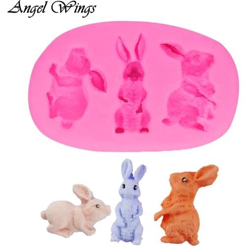 DIY Animal Rabbit Fondant Silicone Mold Cake Decoration Tool Chocolate Gumpaste Mold Soft ceramics Kitchen Cooking Tools F1381