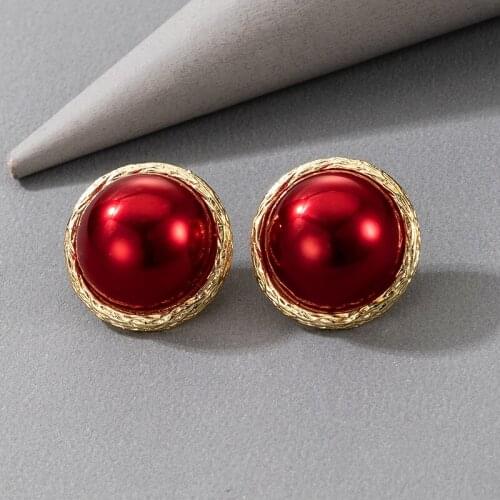 Tocona Elegance Red Exquisite Stud Earrings for Women 2020 Charming Gold Color Alloy Metal Geometric Jewelry Wholesale 16526