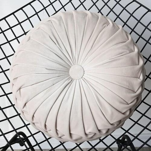 European Style Round Solid Velvet Pleated Futon Floor Seat Cushion Pillow Chair Cushions Bed Pillow for Sofa Decor Home Decor