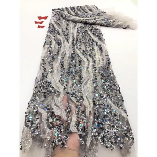 France Nigeria sequined African mesh tulle mesh lace fabric 2021 high quality party dress 5 yards/batch RF4317