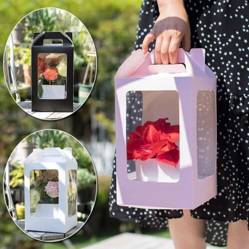 Valentines Day Portable Flower Gift Box Mothers Day Flower Bouquet Flower Arrangement Gift Box Window Flower Baking Gift Box