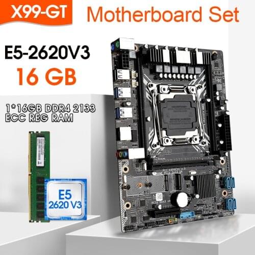 X99 Motherboard Set,E5 2620V3 LGA2011-3 CPU 1pcs *16GB =16G DDR4 ECC REG Memory,M.2 WIFI,NVME M.2 slot USB3.0