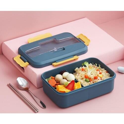 Lunch Box Food Cover Lunch Box With Tableware Student Food Container Wheat Straw Material Leak-Proof Square With Compartment