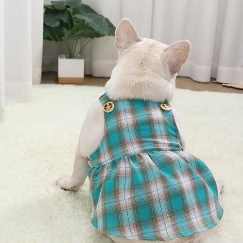 Summer Pet Dress for Dogs Plaid Dresses Pug Fat Dog Clothes For Medium Large Dog Dresses for Dogs Chihuahua French Bulldog Dress