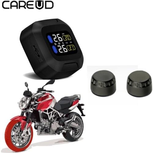 CAREUD Motorcycle TPMS Waterproof MotorTire Pressure Monitor 2 External Sensor Wireless DIY Tool Keychain Alarm Eletronicos