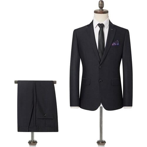 Men Suits Spring Autumn Slim Business Office Work Classic Daily Life Wedding Groom Suit Navy Blue 2 Pieces Banquet Party Prom