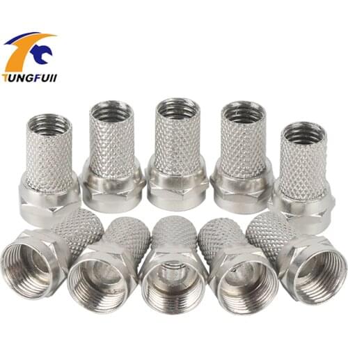 Tungfull New Copper Twist On RG6 F Type Coaxial Cable Connector Plugs High Quality Connector For TV Satellite Virgin Cable