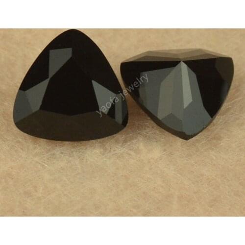 Wholesale 3x3~10x10mm 5A Triangle Shape Trillion Cut Natural Black Spinel Beads Loose Gems Stone For Jewelry Making