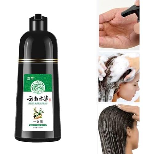 500ml Organic Natural Fast Hair Dye Only 5 Minutes Noni Plant Essence Black Hair Color Dye Shampoo for Cover Gray White Hair