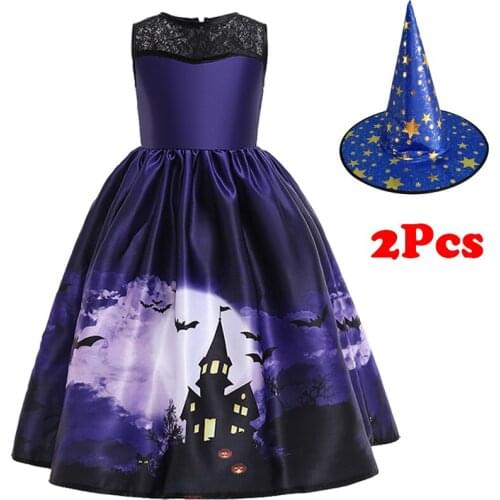 Girls Dress Halloween Costume For Kids Carnival Party Dress Pumpkin Vampire Witch Cosplay Princess Christmas Childrens Clothing