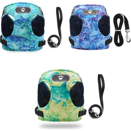 Pet Dog Harness and Leash Set for Small Medium Dogs,Vest Type Decompression Chest and Back Traction Rope,Puppy Pure Cotton Leash