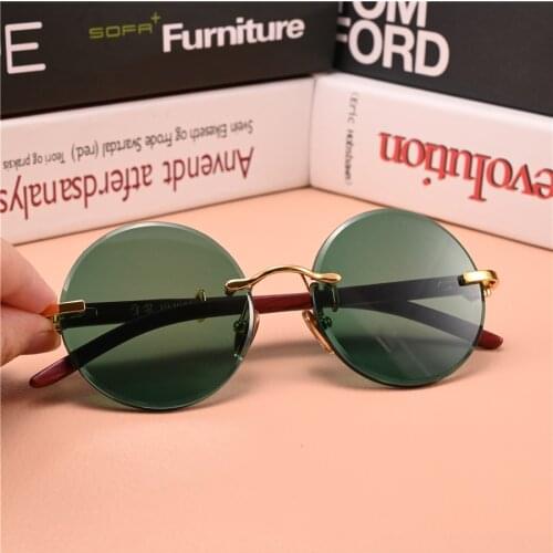 Rockjoy Rimless Sunglasses Male Women Stone Glasses Men Dark Green Natural Crystal Lens Round Rectangle Shape Anti Eye Dry